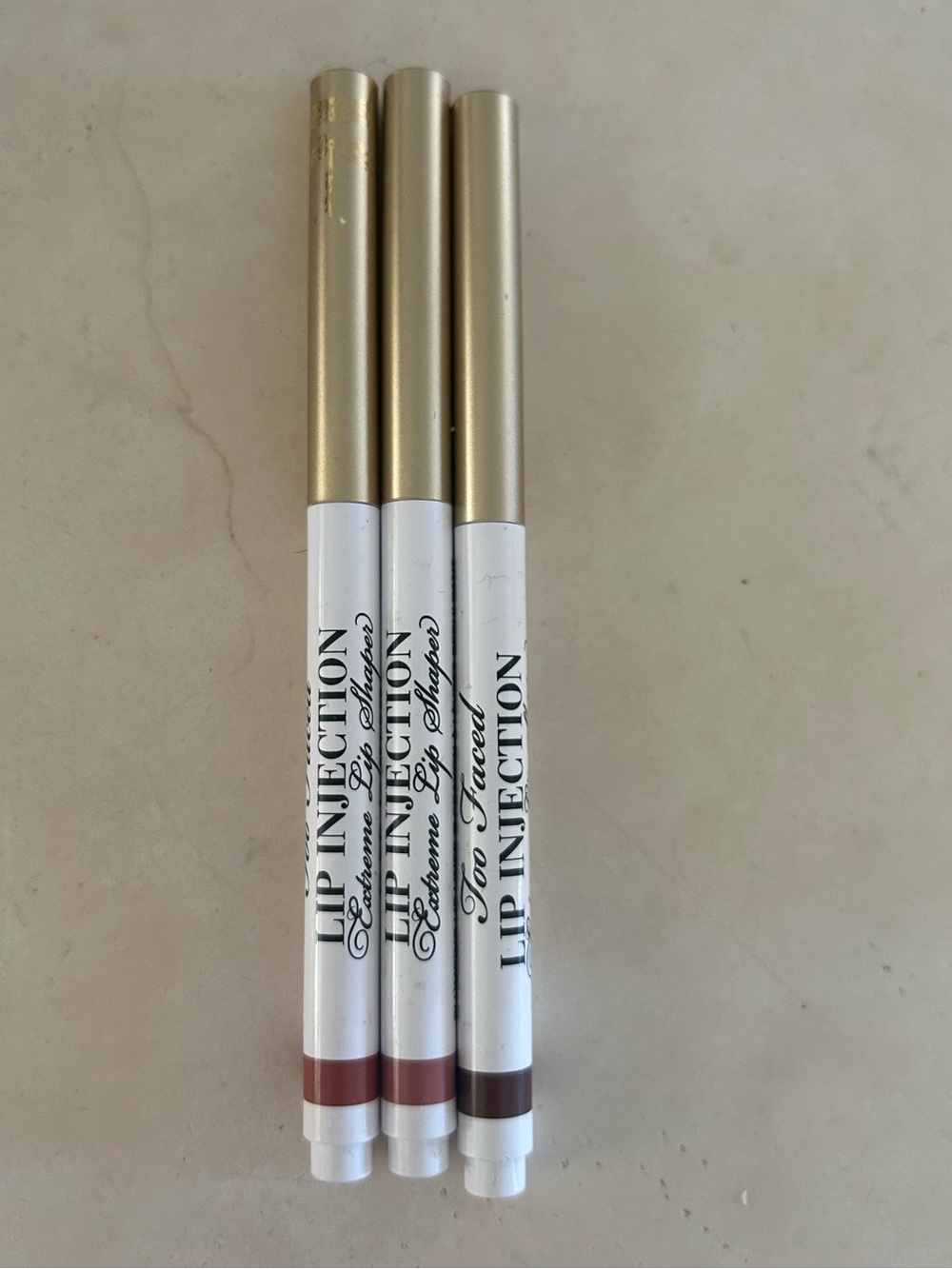 Set Of 3 Too Faced lip liners lipliner pencils injection espresso shot plumping